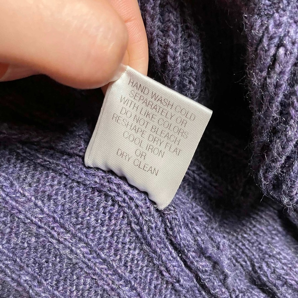 Elisabetta Collection Purple Ruffle Trim Mohair Wool Blend Ribbed Cardigan Small - Picture 7 of 13